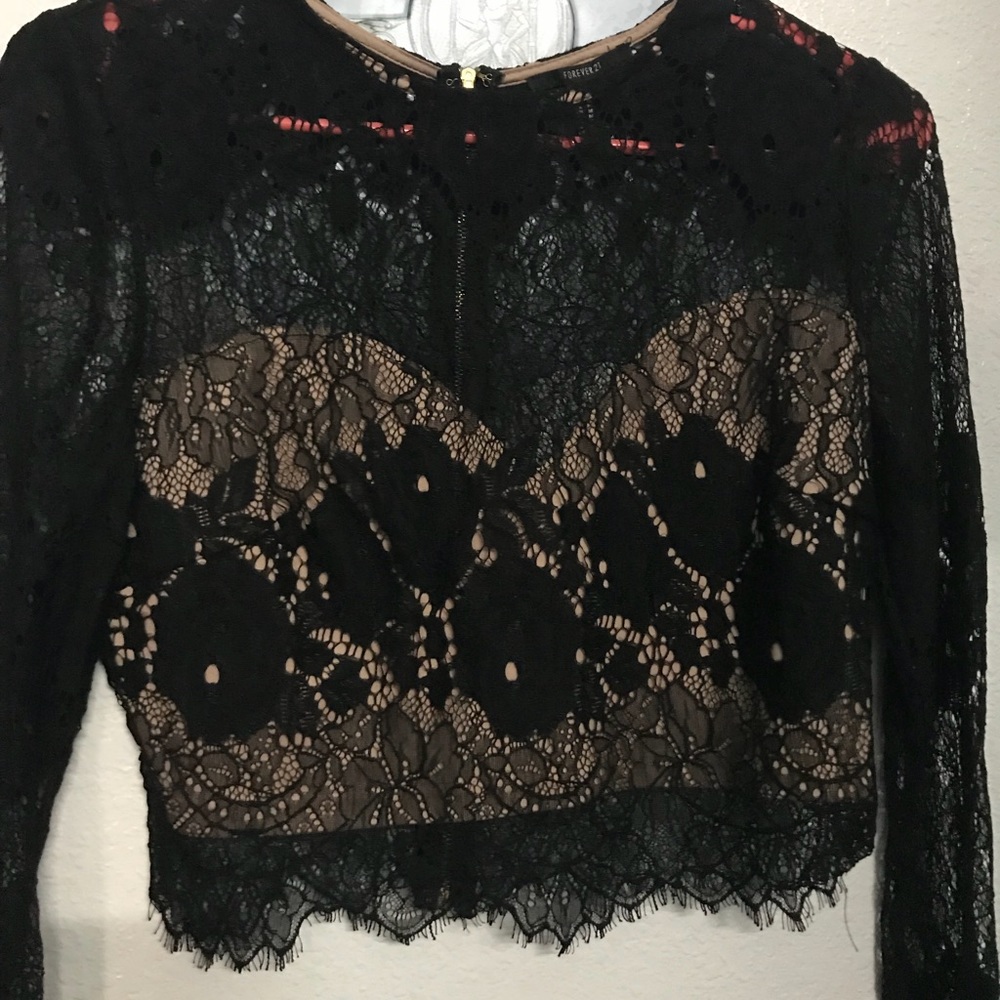 Mesh black crop top